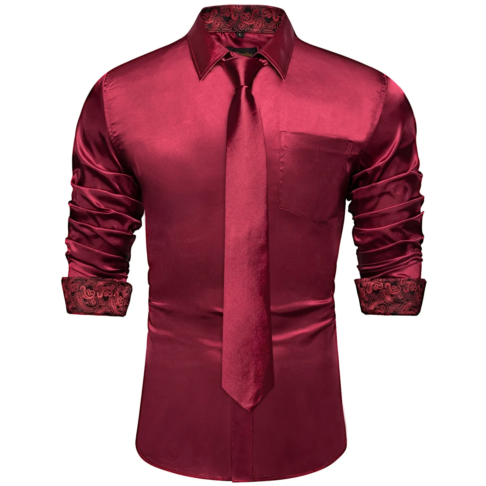 Green Plaid Splicing Contrasting Colors Long Sleeve Shirts For Men's Designer Stretch Satin Tuxedo Clothing Blouses