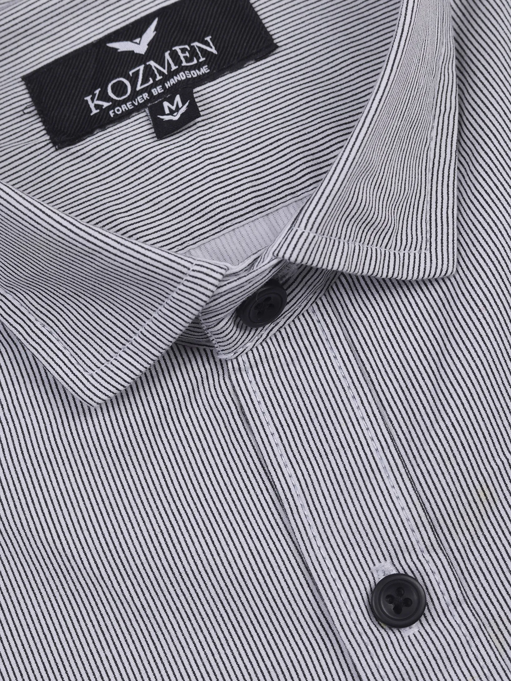 Grey Banker Striped Mens Cotton Casual Shirt