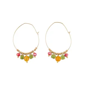 Hooped Yellow Jade and Crystal Earrings