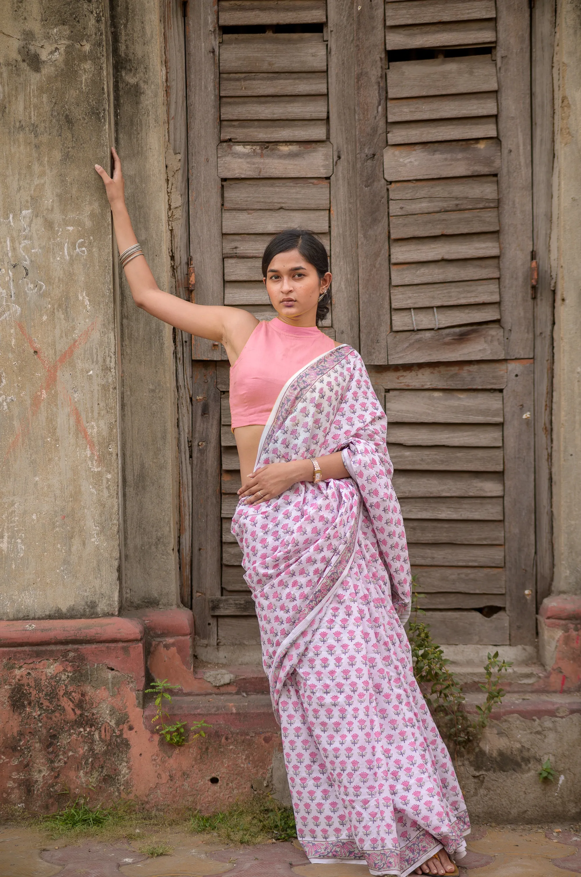 Kaisori Aira cotton hanblockprinted saree 014