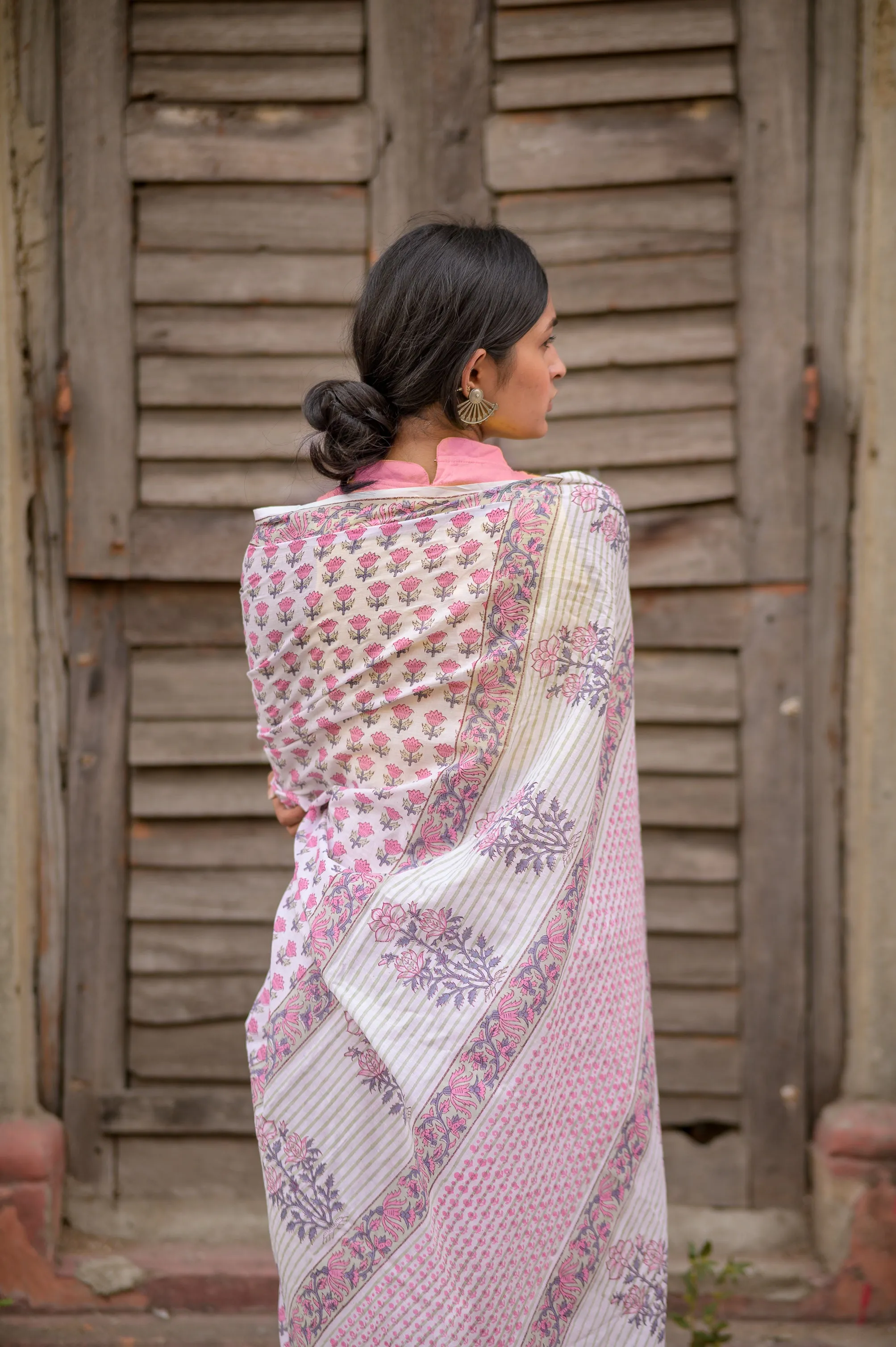 Kaisori Aira cotton hanblockprinted saree 014