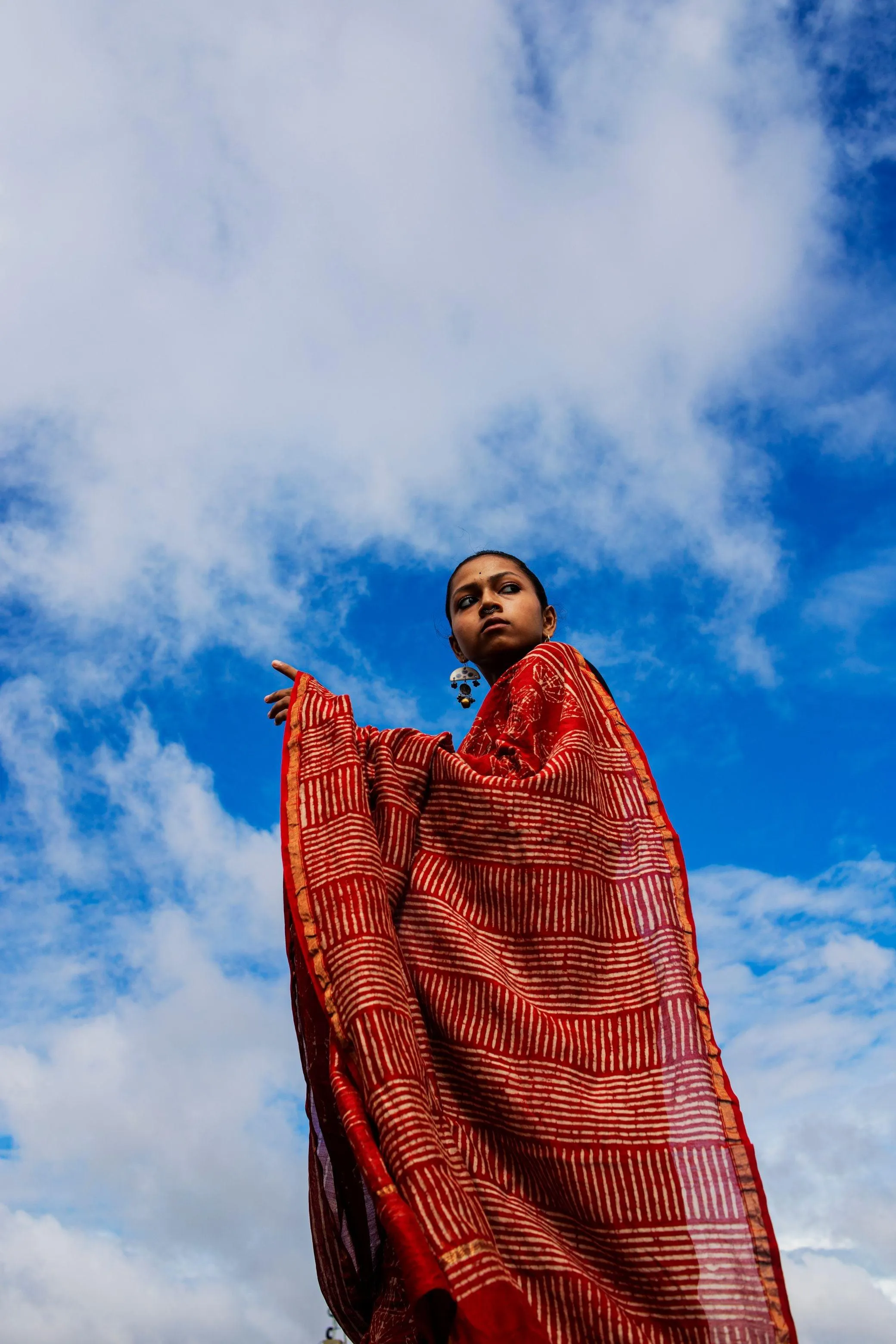 Kaisori Malhar Dabu Rust Silk Cotton handblockprinted saree