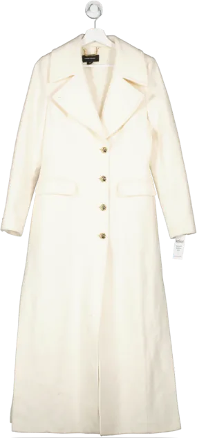 Karen Millen Cream Italian Wool Side Split Tailored Maxi Coat UK 8