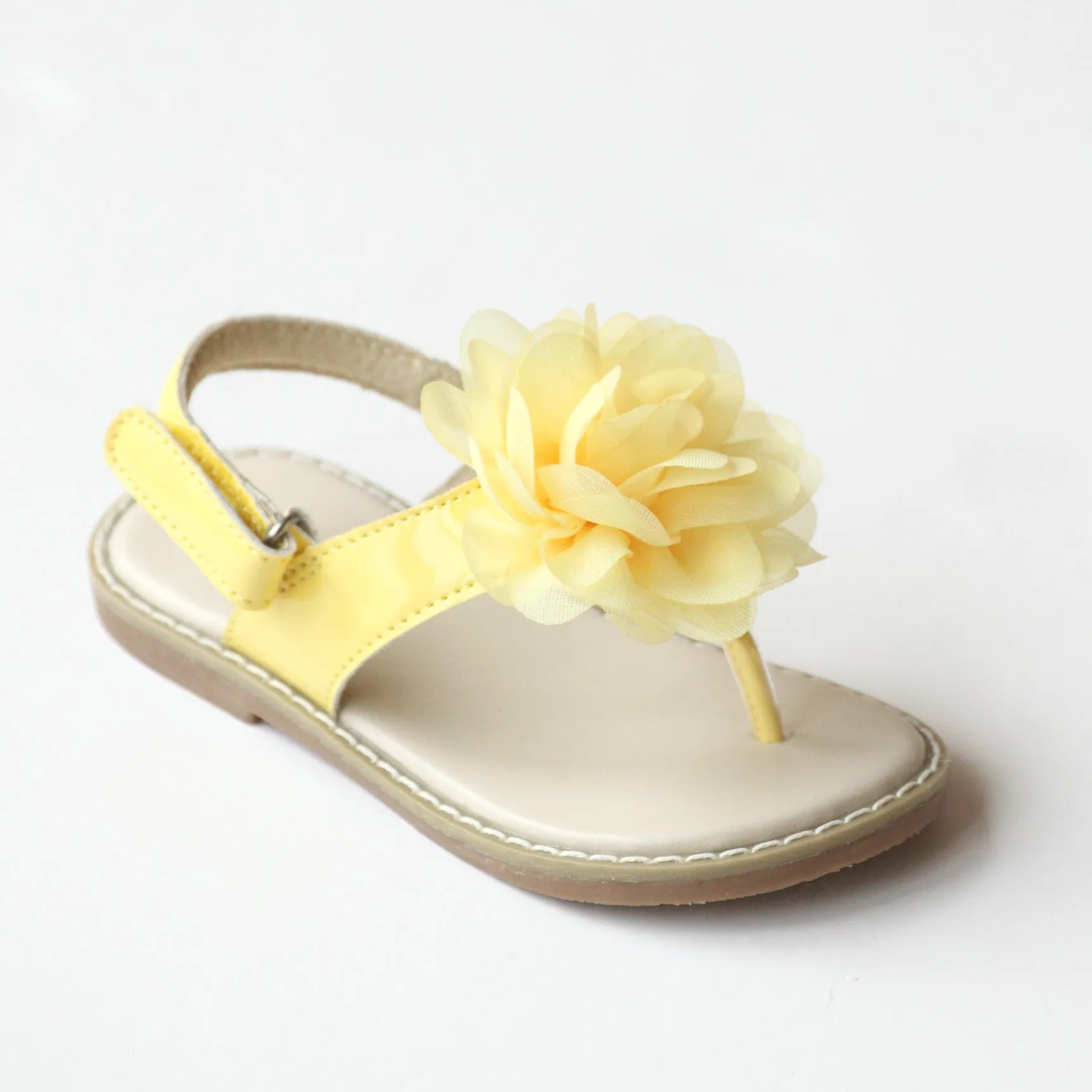 L'Amour Girls Organza Flower Thong Sandals