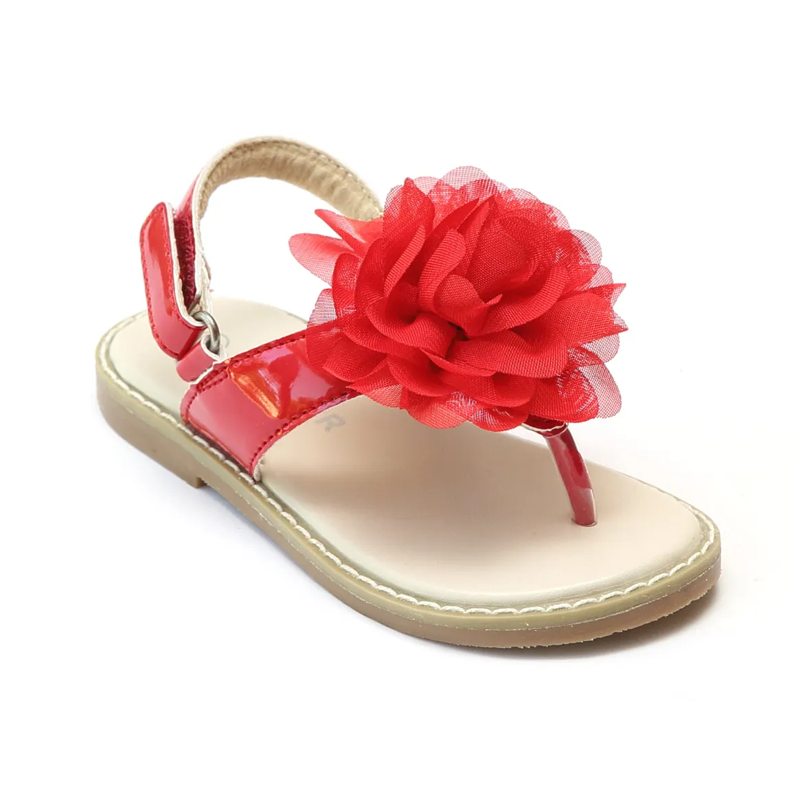 L'Amour Girls Organza Flower Thong Sandals