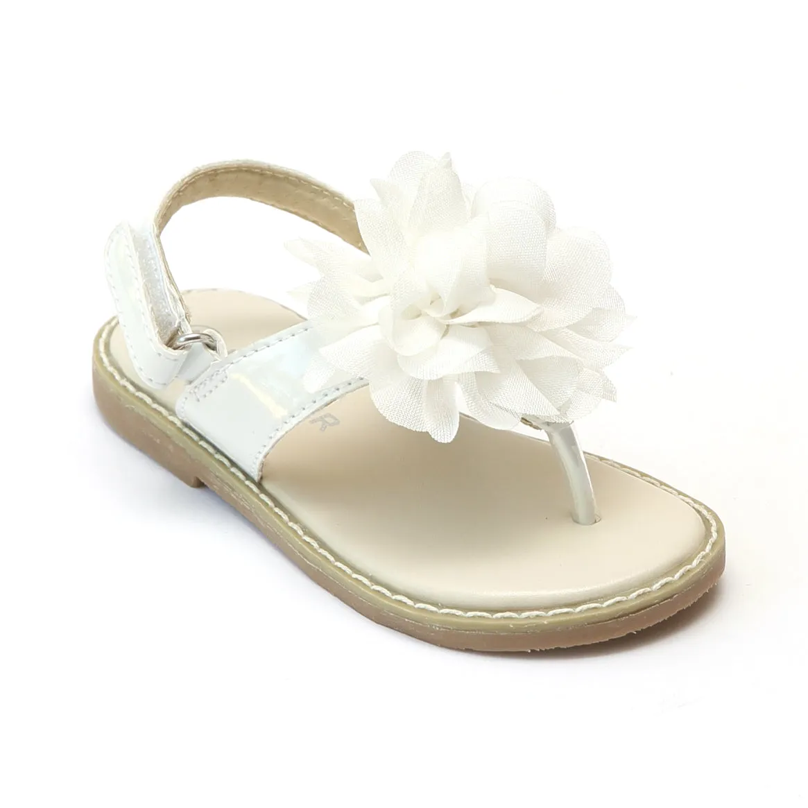 L'Amour Girls Organza Flower Thong Sandals