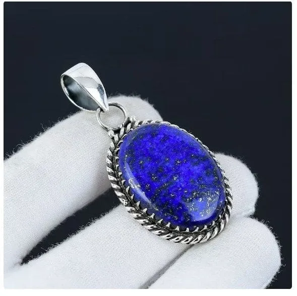 Lapis Lazuli 925 Sterling Silver Handmade Natural Gemstone Pendant