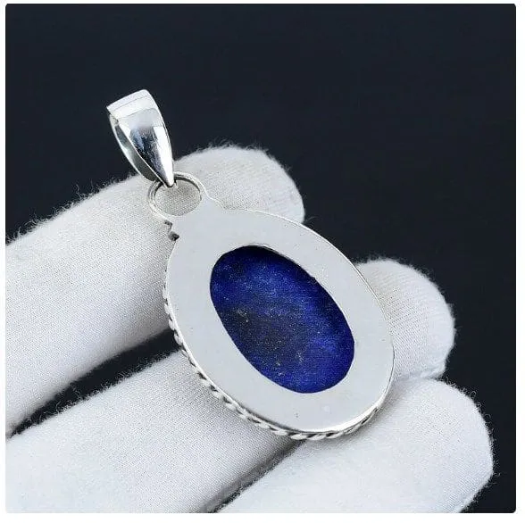 Lapis Lazuli 925 Sterling Silver Handmade Natural Gemstone Pendant