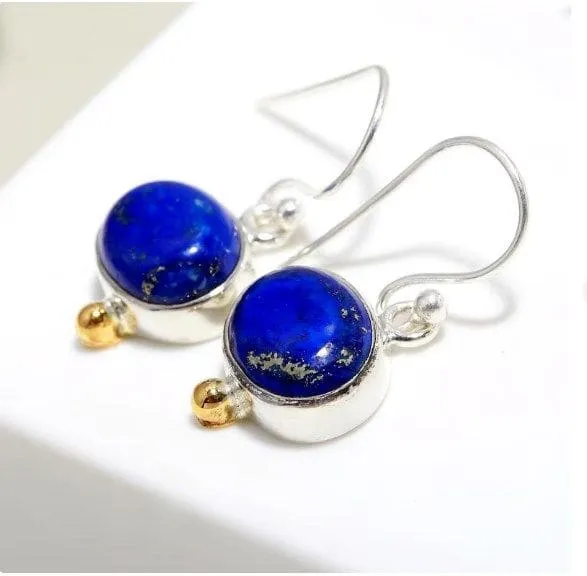 Lapis Lazuli Oval 925 Sterling Silver Designer Handmade Earrings