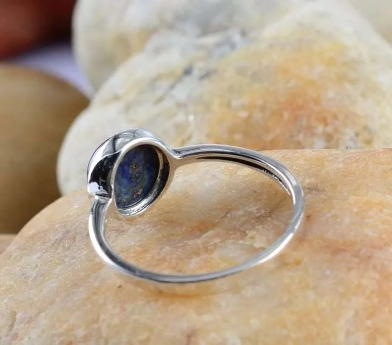 Lapis Ring, Lapis Stacking Ring, Tiny Lapis Ring, Gemstone Ring, Lapis Lazuli Ring, Gemstone Stacking Ring, Blue, Lapis Lazuli Stone, Gift