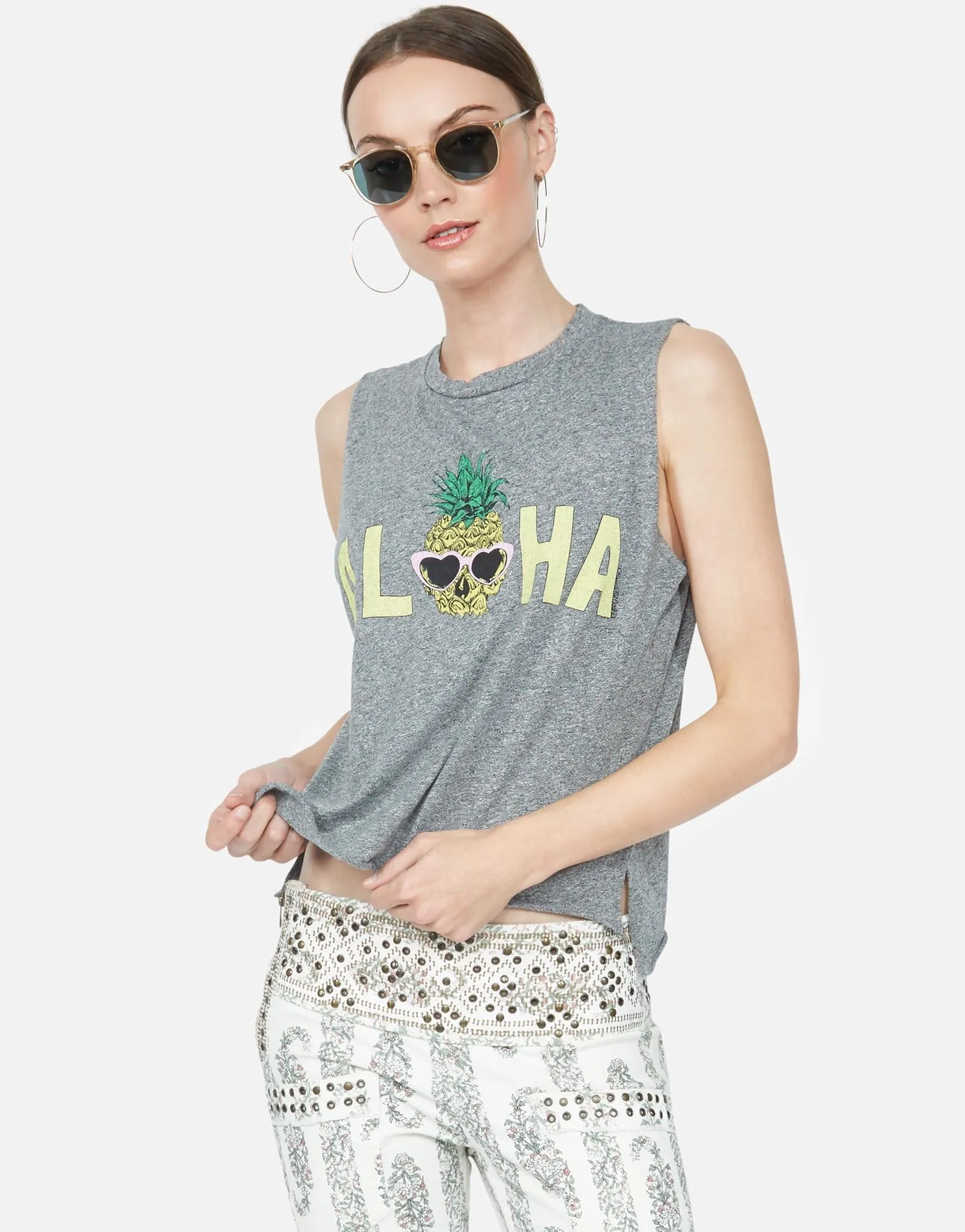 Lauren Moshi Kinzington Aloha Pineapple Muscle Tank