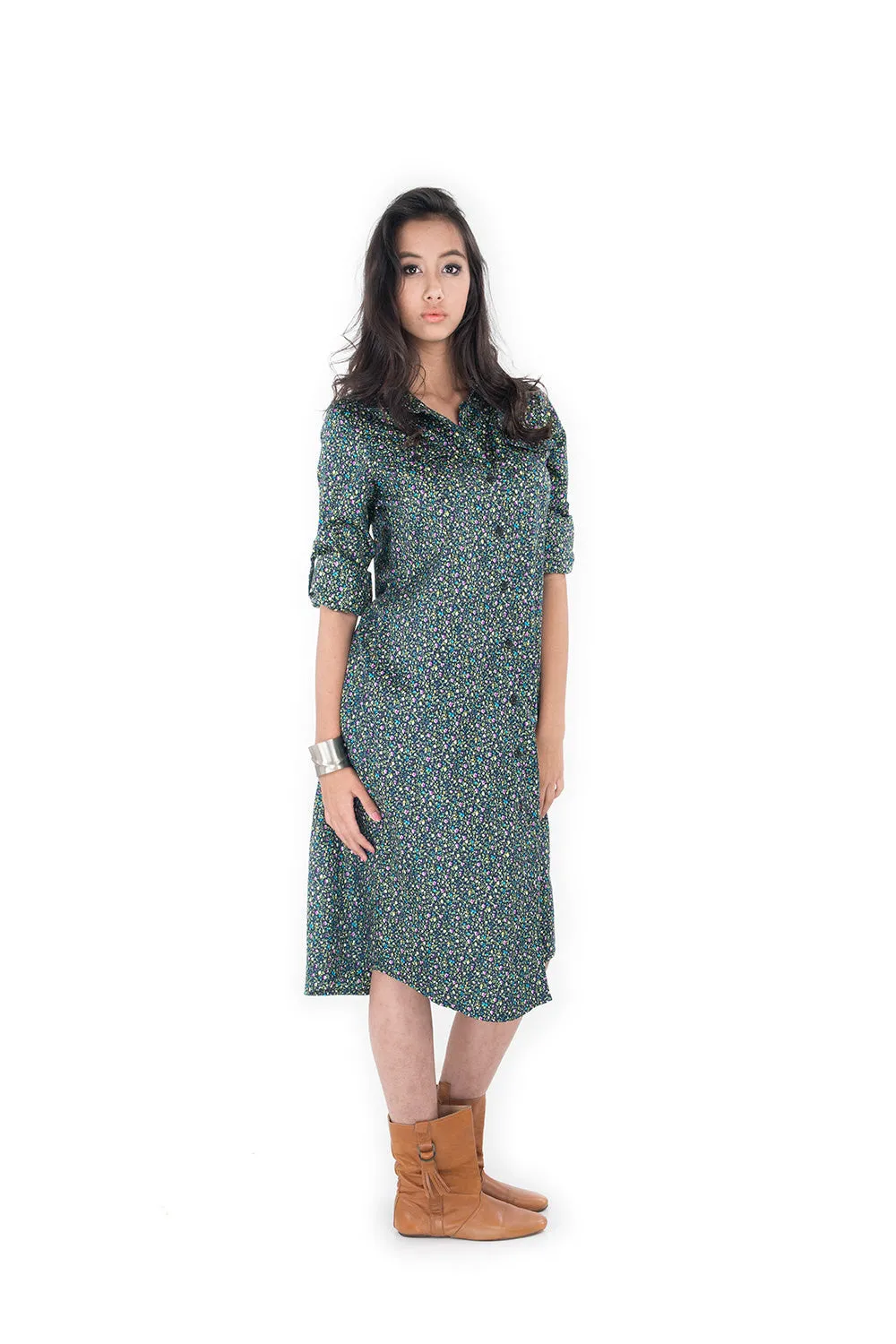 Long Shirt Dress / Long Shirt  / Women's shirt - Floral Shirt : Simply Touch  Collection No.4