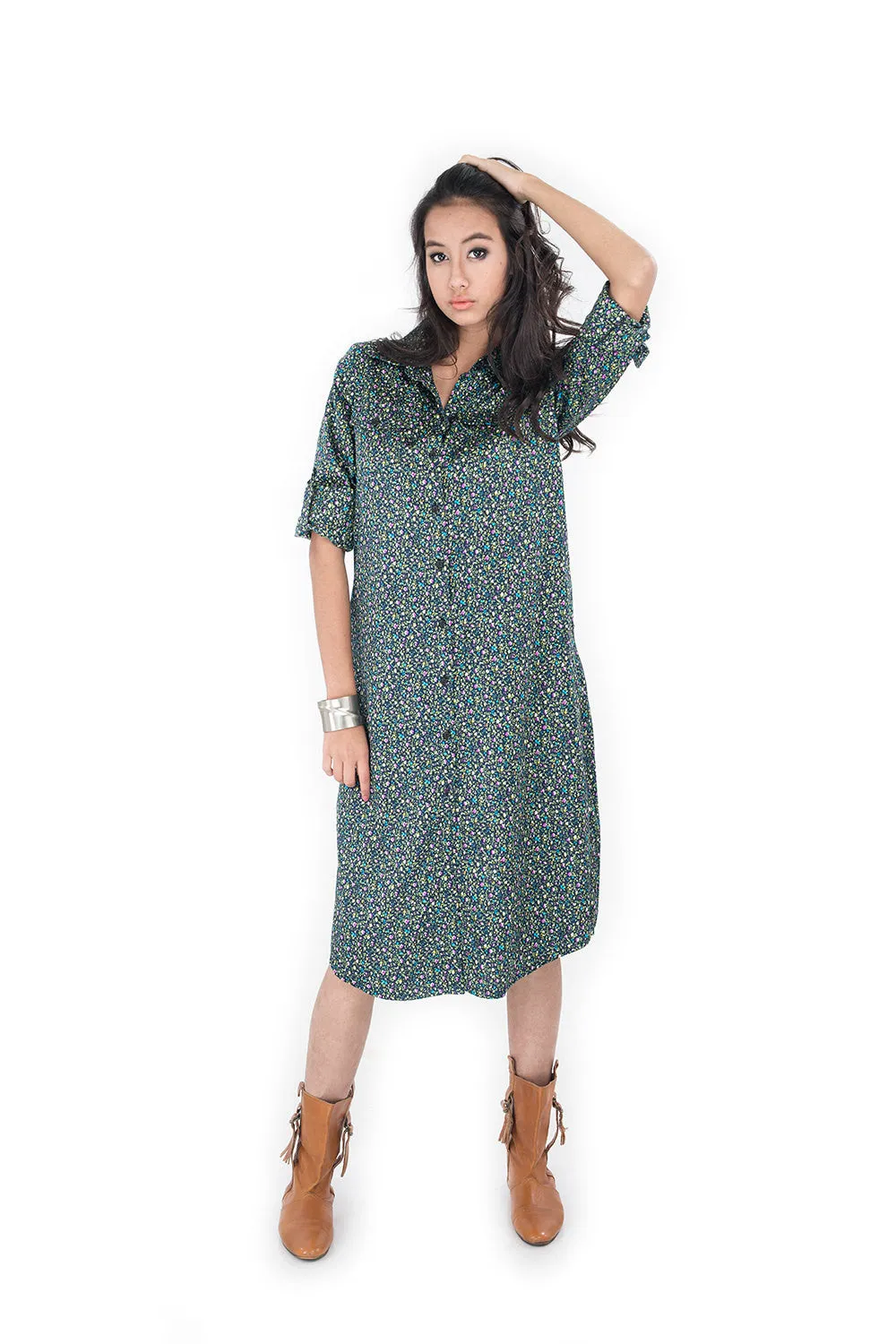 Long Shirt Dress / Long Shirt  / Women's shirt - Floral Shirt : Simply Touch  Collection No.4