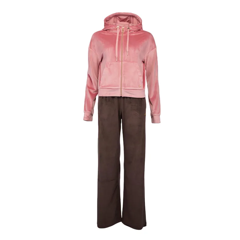 Lotto Abby chenille women's hooded tracksuit 220224 B7Z pink-brown