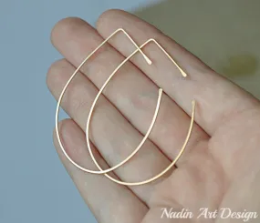 Lotus Gold Hoop Earrings - Open teardrop hoops in Gold Filled