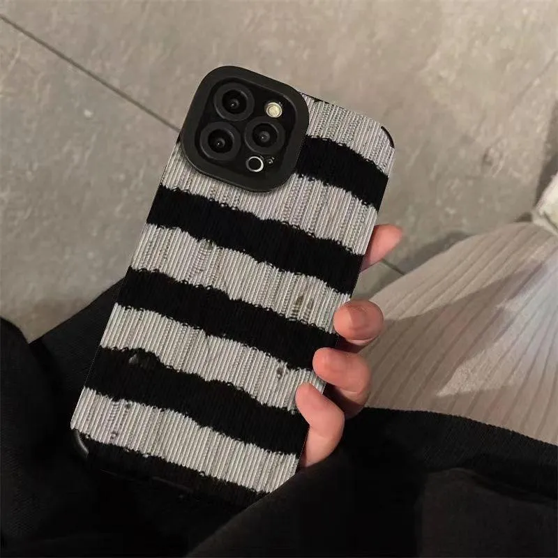 Luxury Stripe Pattern Cute Phone Case for iPhone 14 Pro Max, 13, 12, 11, XS, XR, 7, 14 Plus