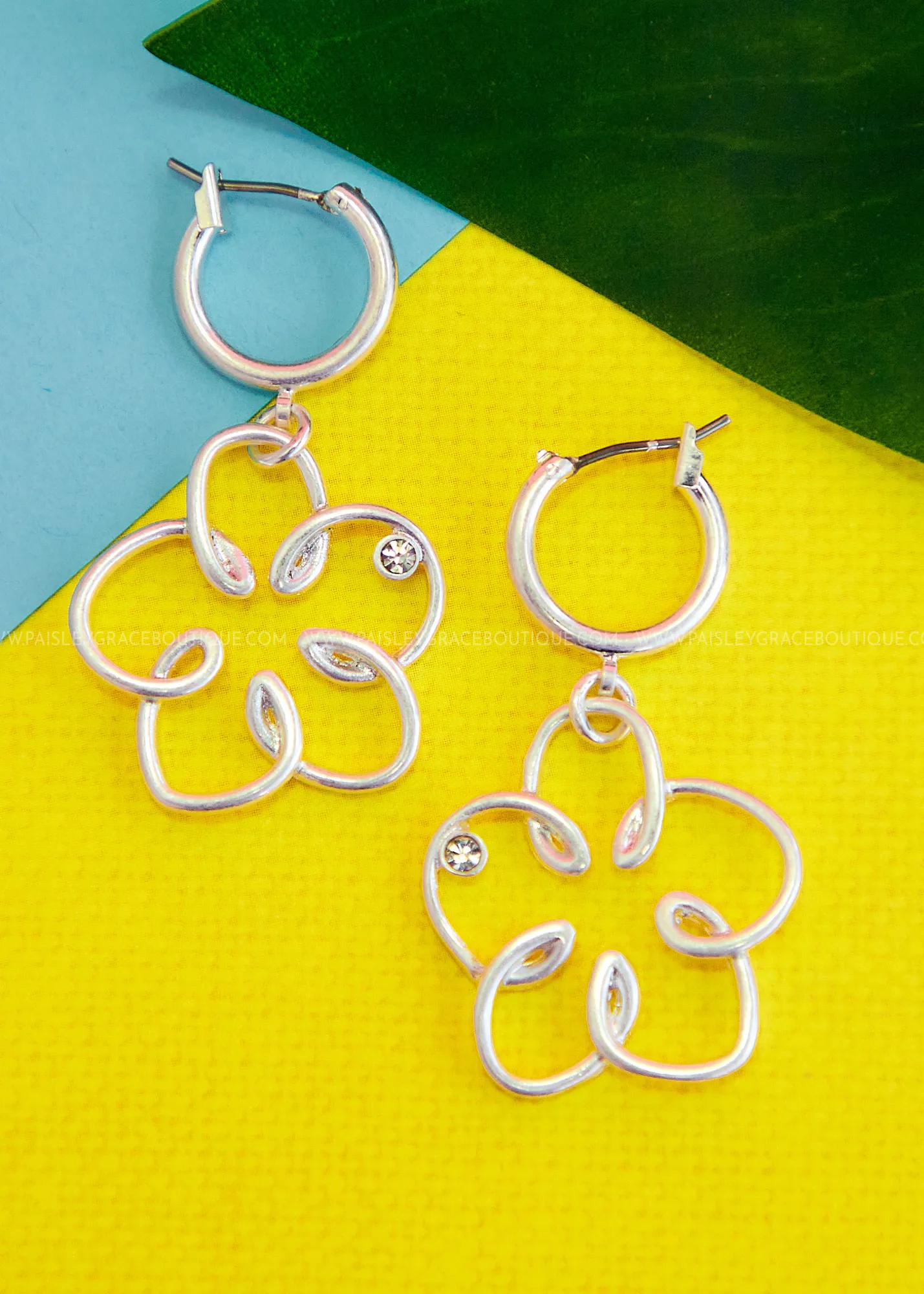 Maria Wire Flower Hoop Earrings by Pink Panache