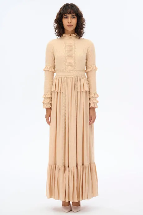 MASTER COLLAR LACE DRESS - Beige