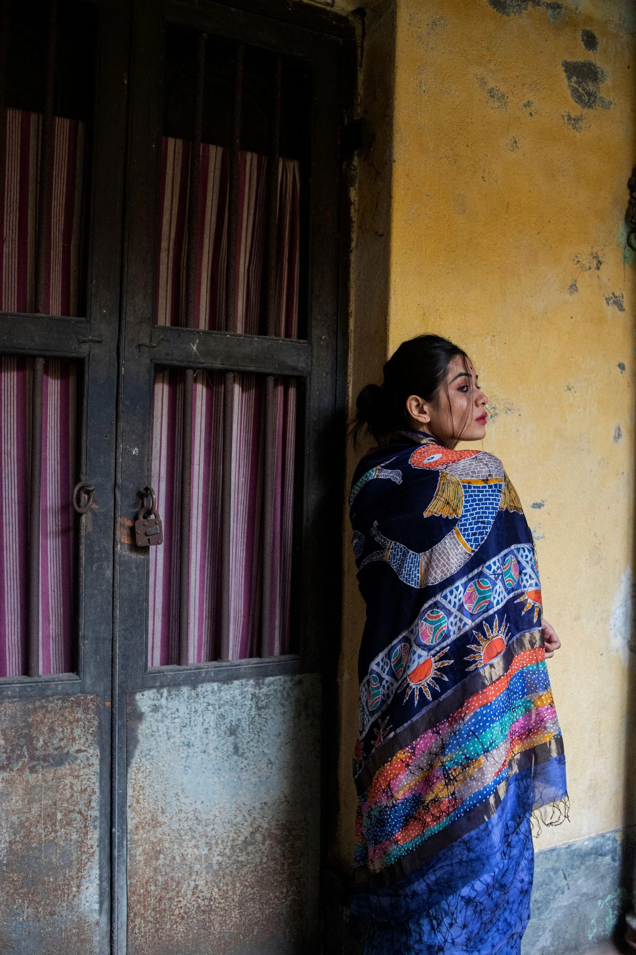 Matsya - Narmada Batik Maheswari saree