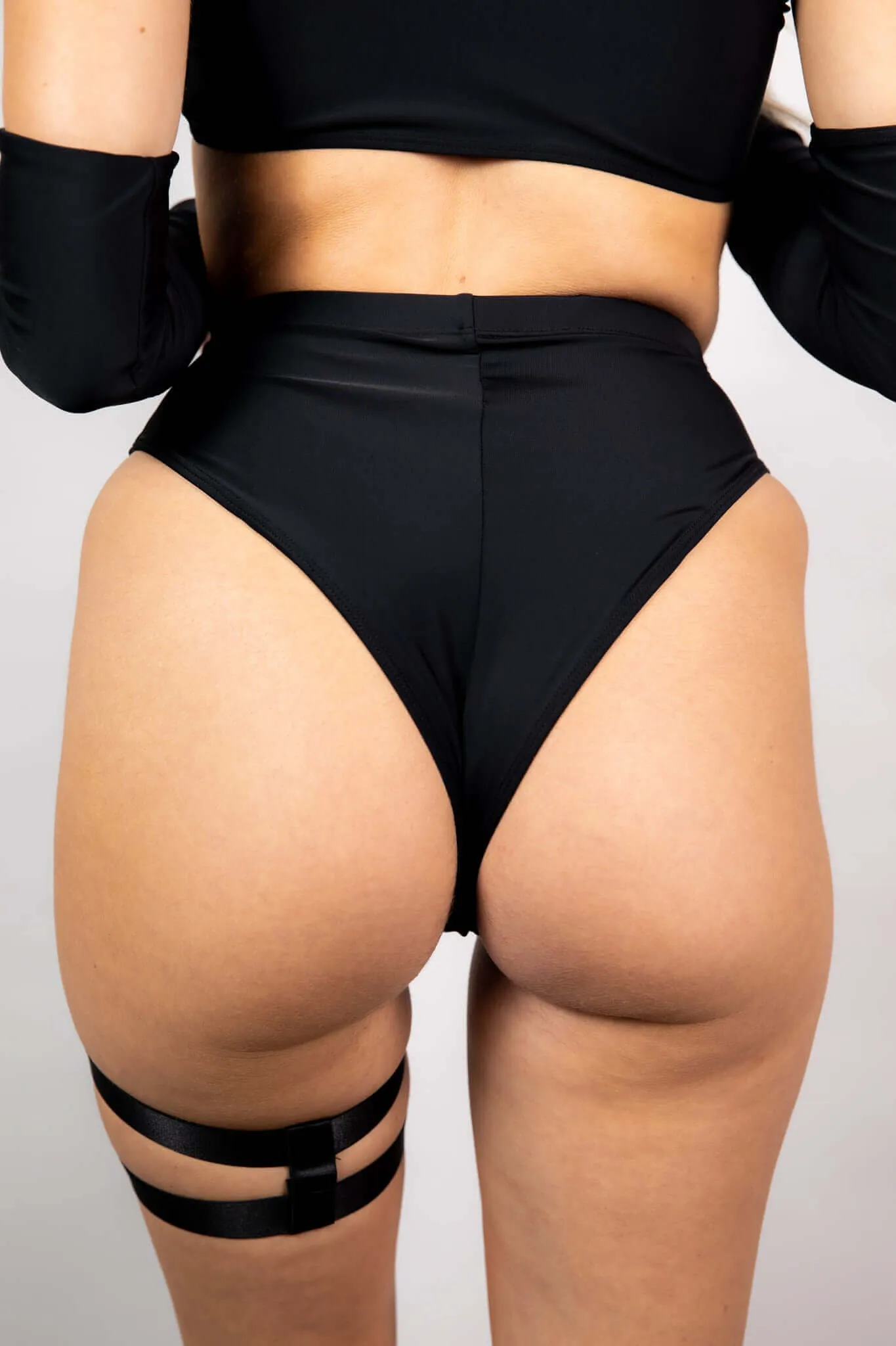 Matte Black High Waisted Brazilian Bottoms