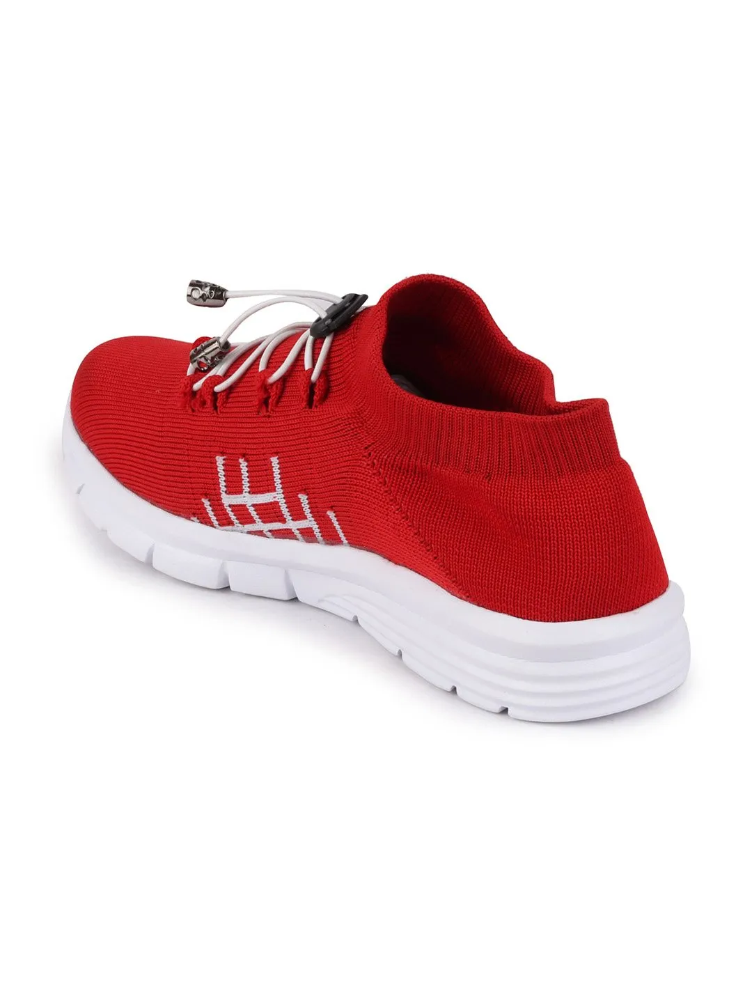 Men Red Sports Lace-Up Walking Shoes