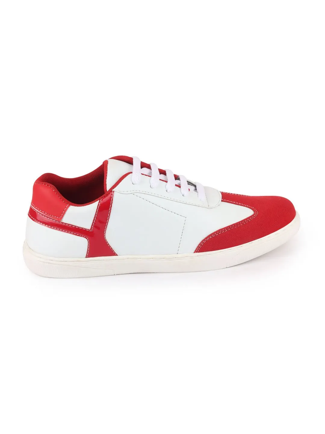 Men White/Red Lace Up Classic Sneakers