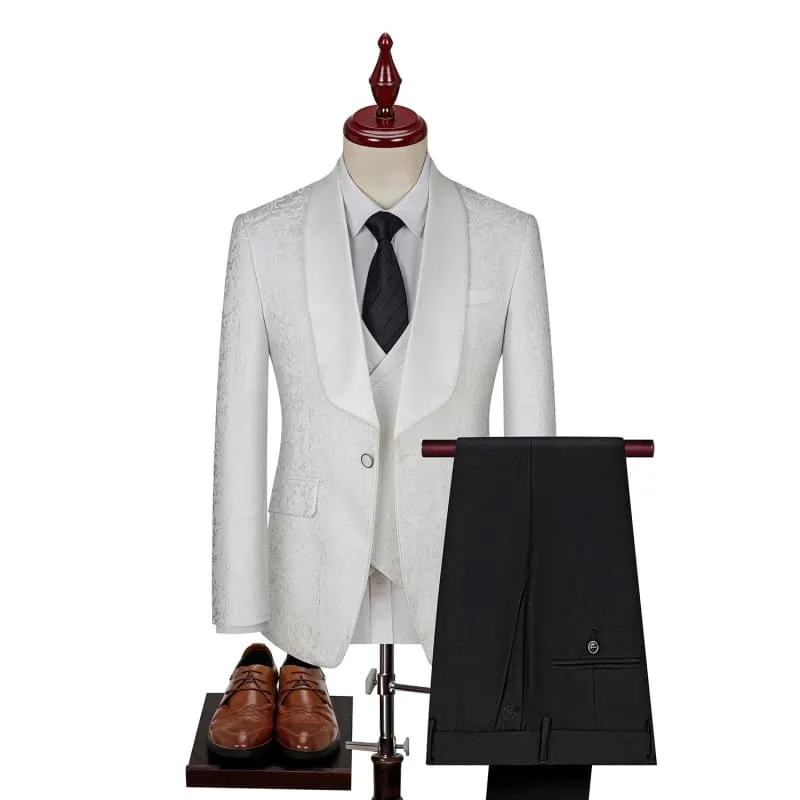 Men's Paisley Jacquard Wedding Groom Suit with Accessories