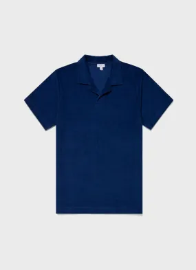 Men's Towelling Polo Shirt in Space Blue