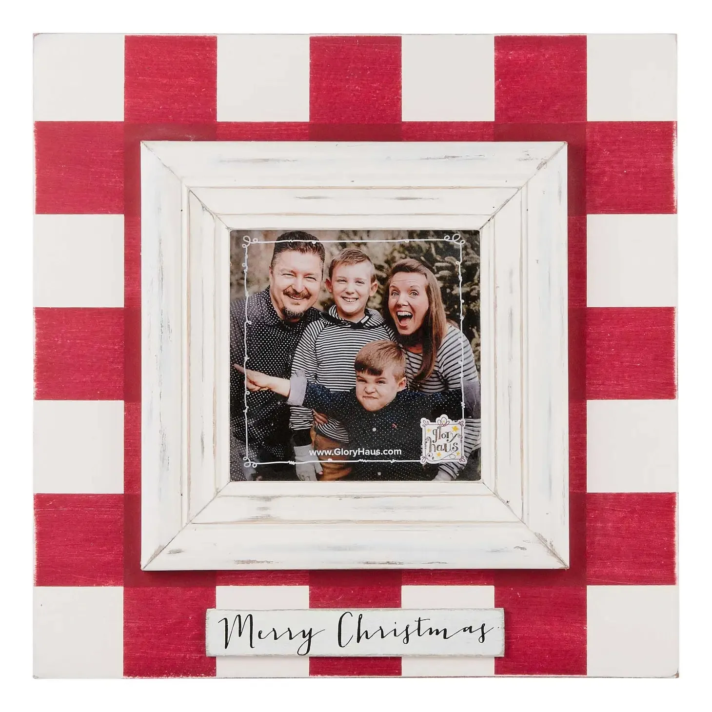 Merry Christmas Red Plaid Frame