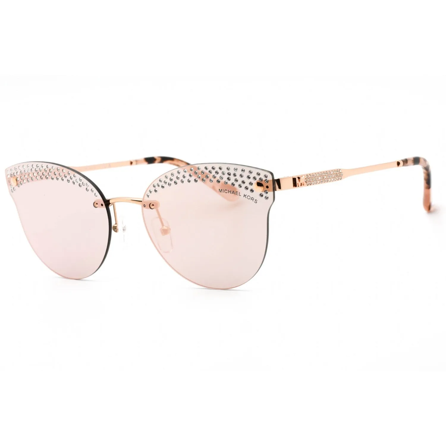 Michael Kors 0MK1130B Sunglasses Pink Gold / Rose Gold Mirror With Crystal Women's