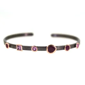 Mixed Precious Gemstone Bezeled Cuff Bracelet