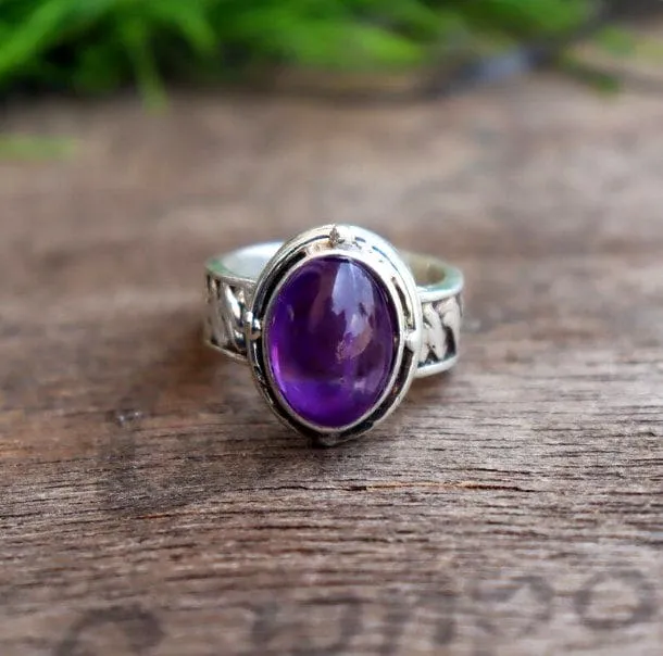 Natural Amethyst Gemstone 925 Sterling Silver Handmade Designer Ring