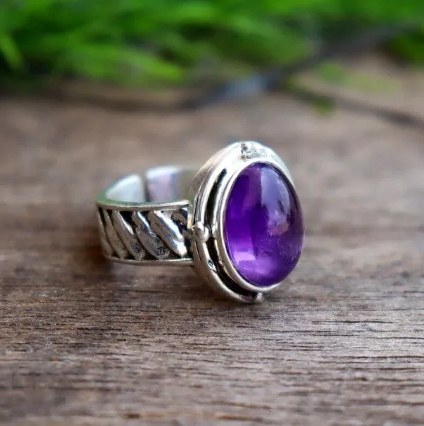 Natural Amethyst Gemstone 925 Sterling Silver Handmade Designer Ring