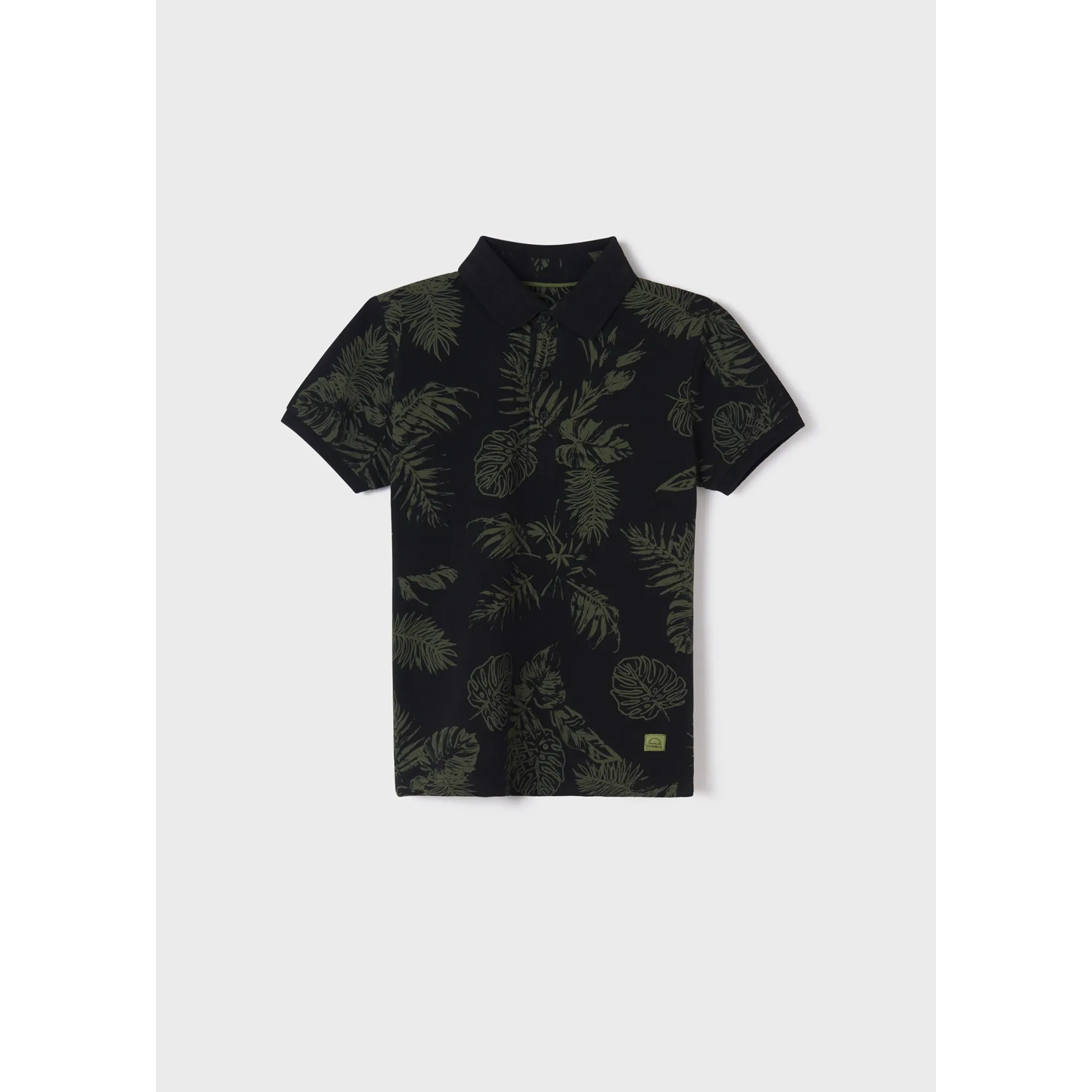 Nukutavake Short Sleeve Polo w/Leaf Pattern _Black 6106-65