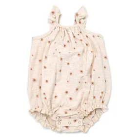 oh baby! Ruffle Strap Slub Bubble - Mini Daisies - Sand Heather