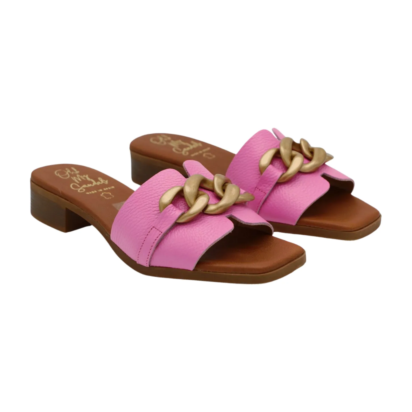 OH MY SANDALS Pink  Leather Slider Sandal