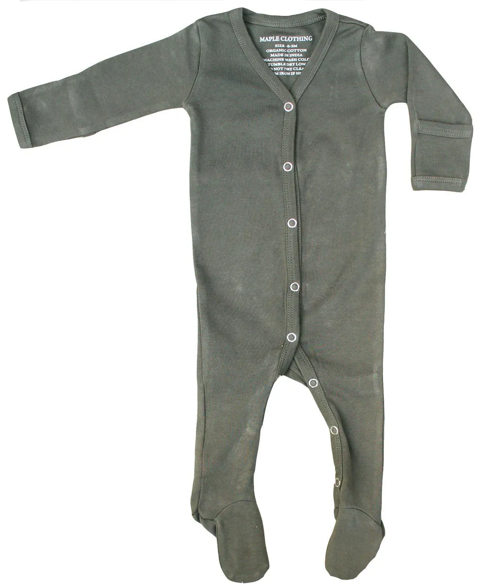 Organic Cotton Baby Clothes Footie Sleeper GOTS Certified (Olive)