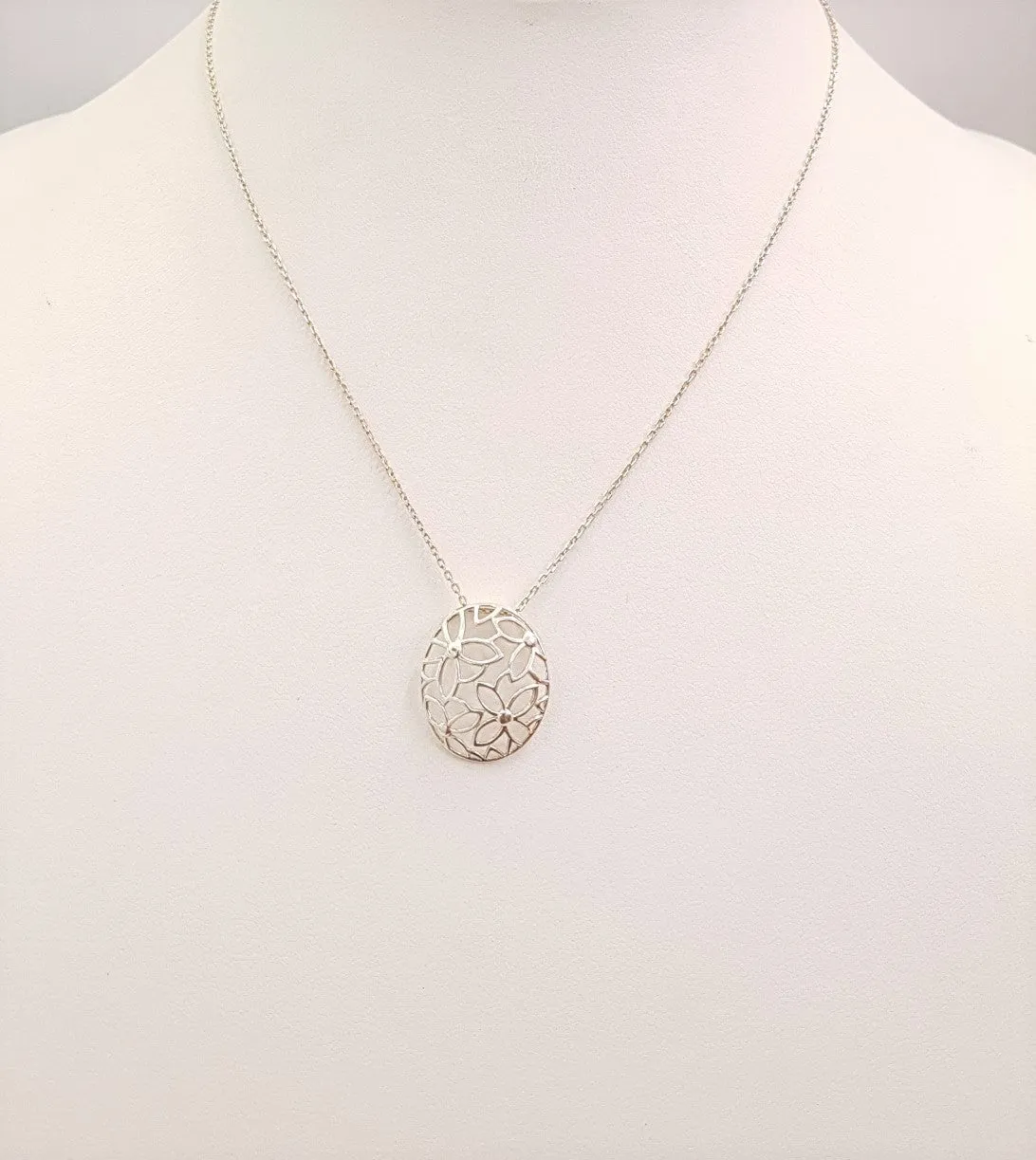 Oval Floral Cutout Pendant