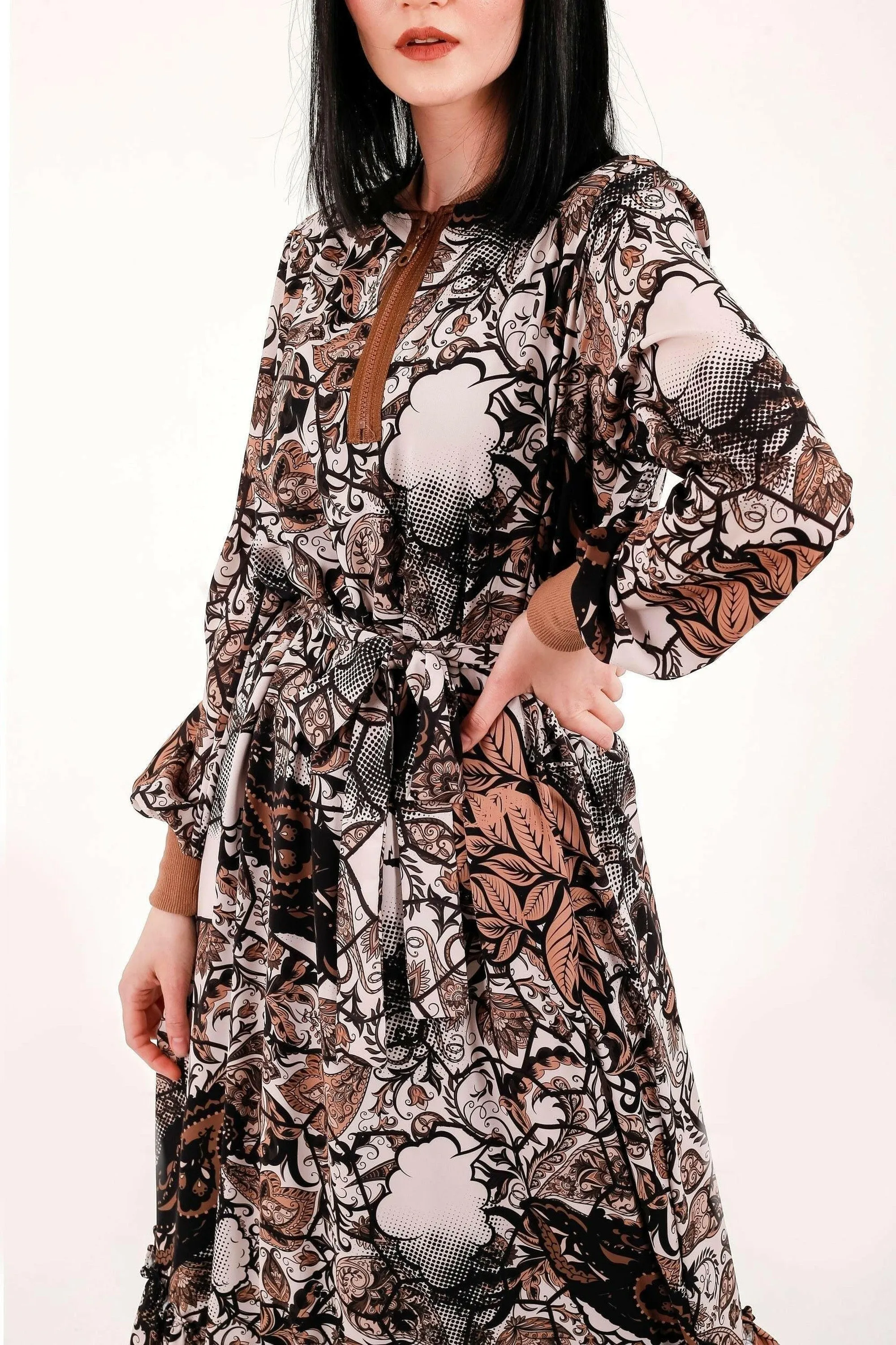 Paisley Maxi Dress with Long Sleeves