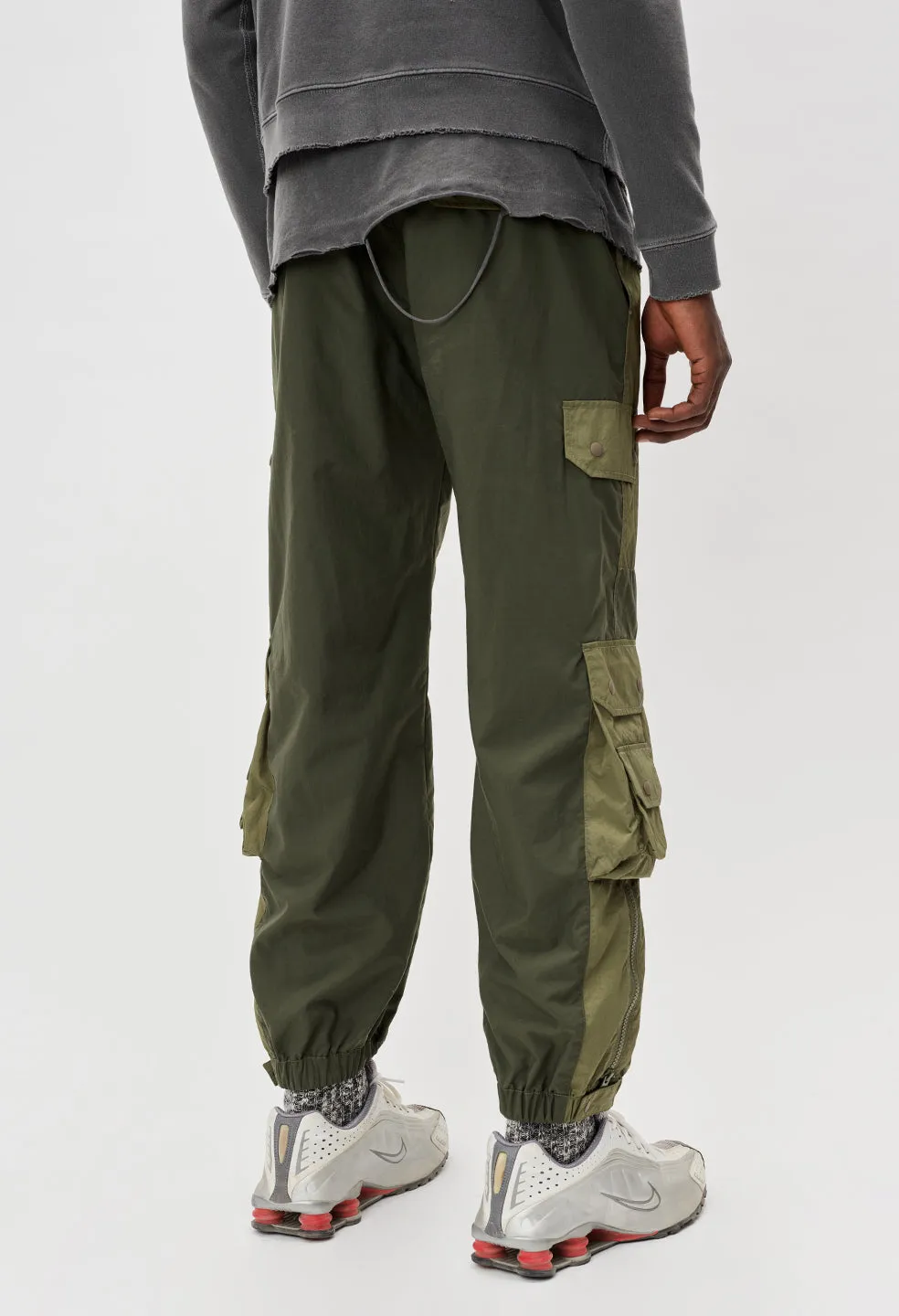 Paneled Nylon Cargo Pants / Olive