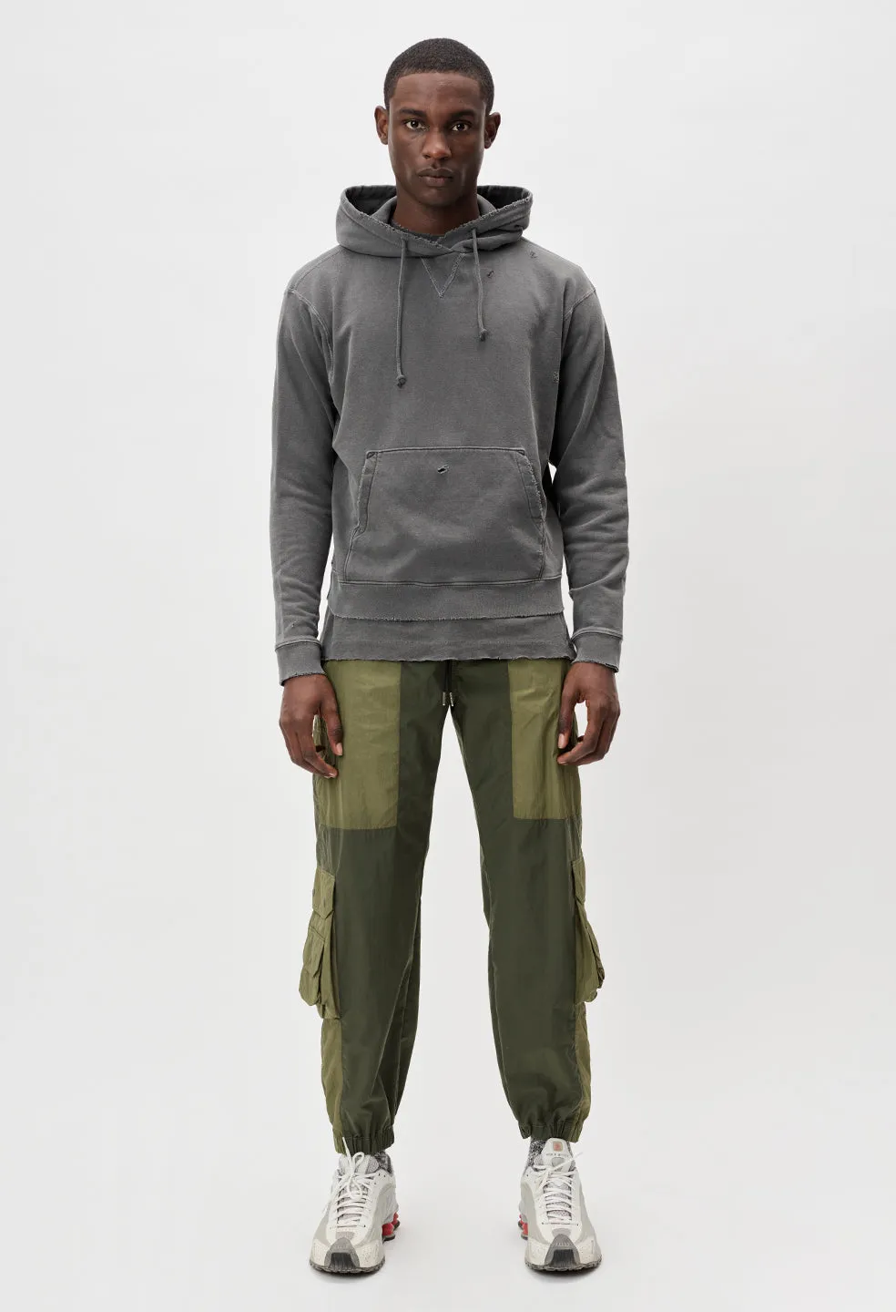 Paneled Nylon Cargo Pants / Olive