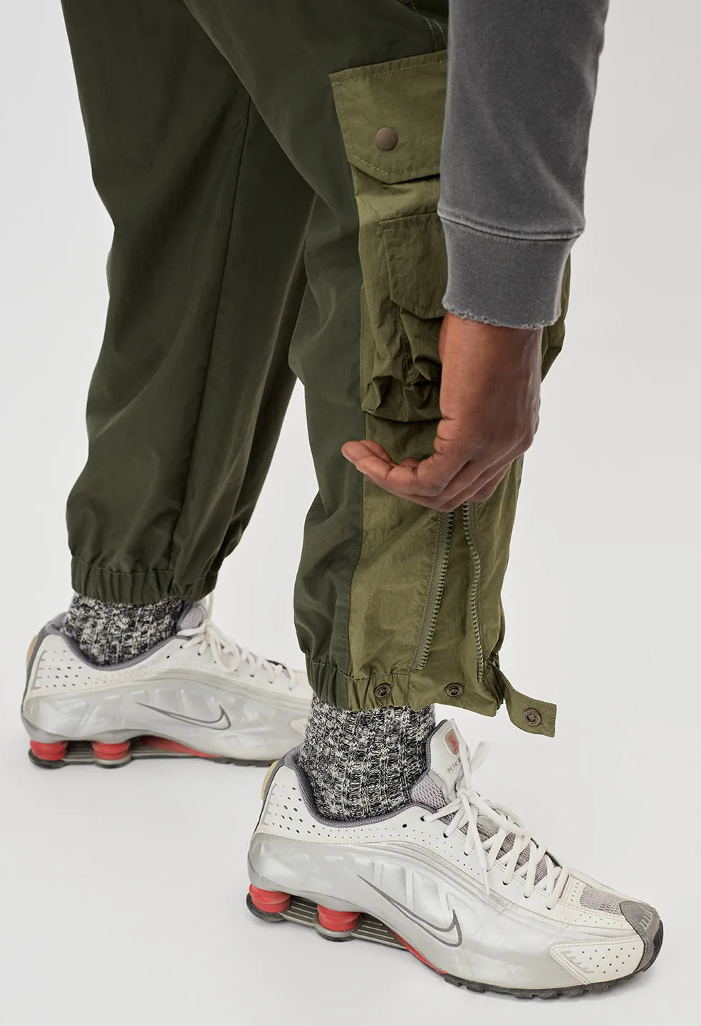 Paneled Nylon Cargo Pants / Olive