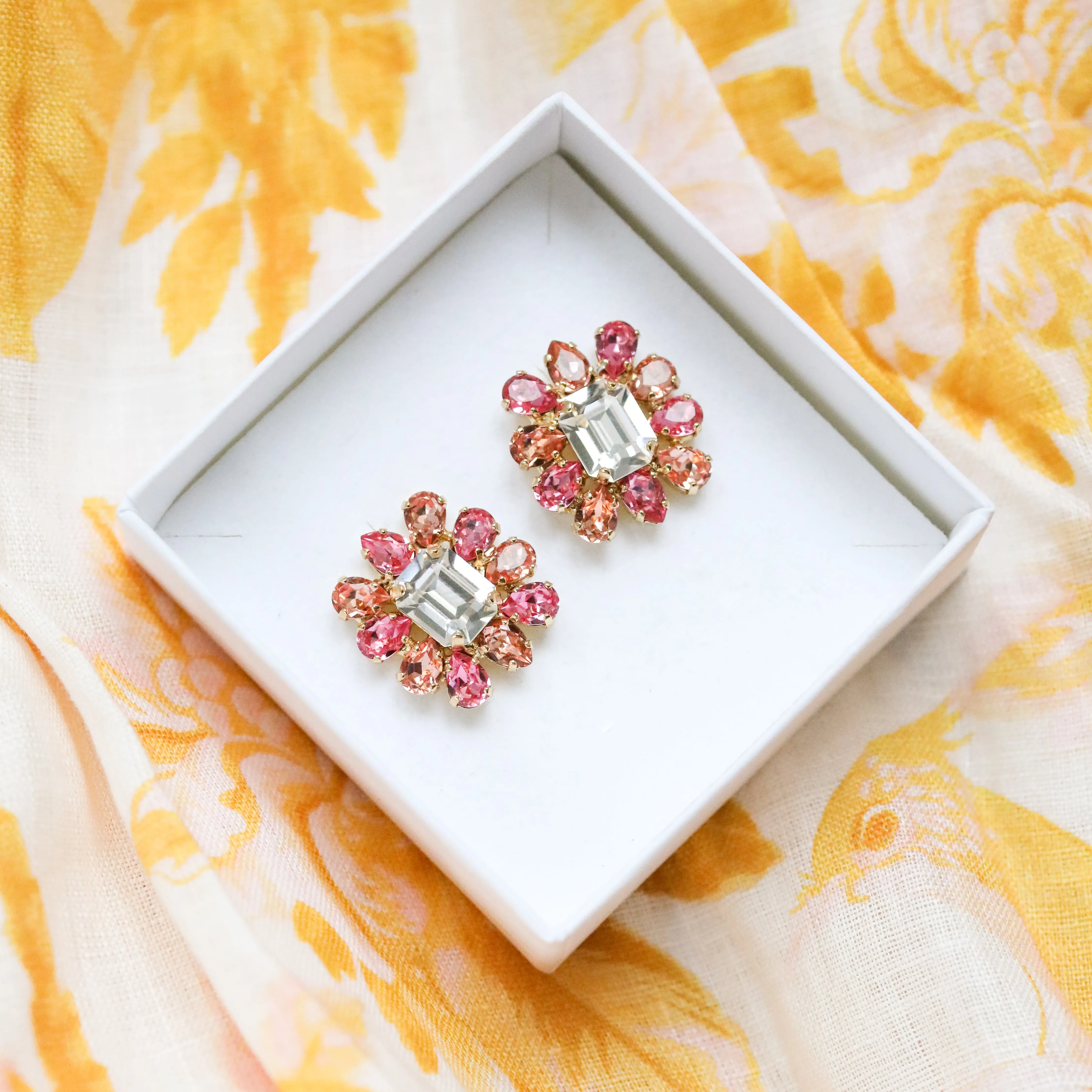 Peony Earrings / Coral Combo