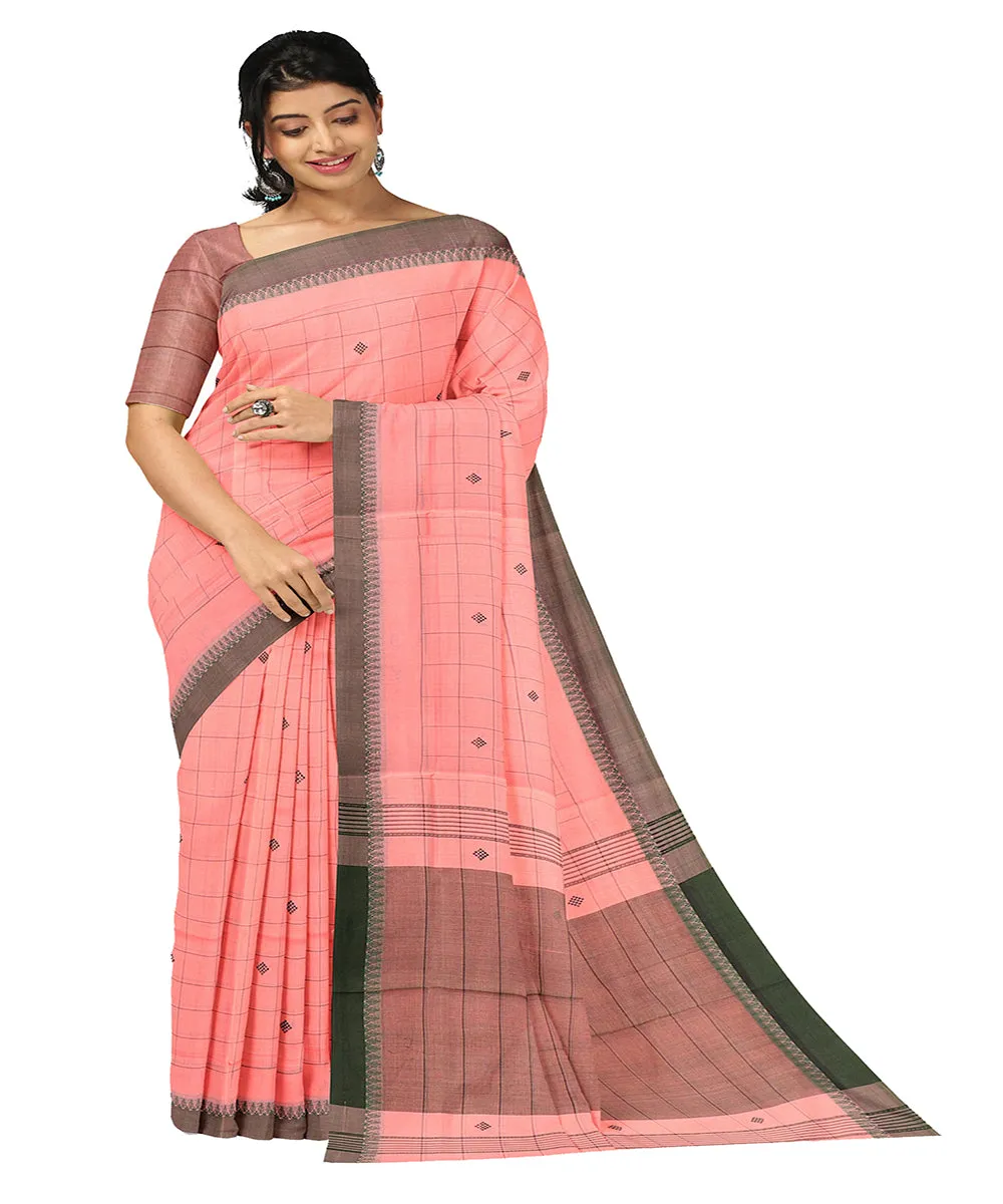 Pink checks butta handwoven rajahmundry cotton saree