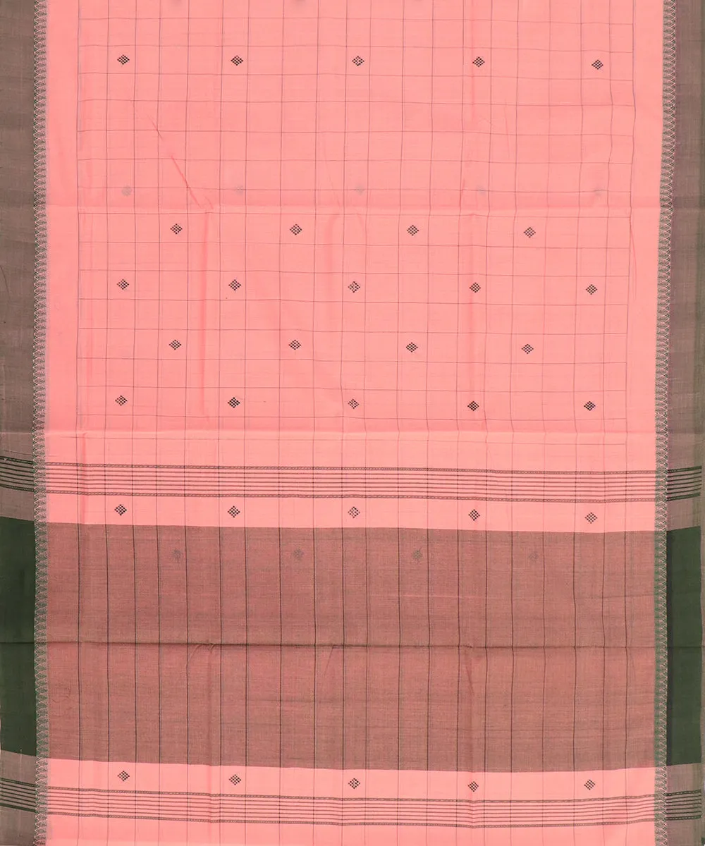 Pink checks butta handwoven rajahmundry cotton saree