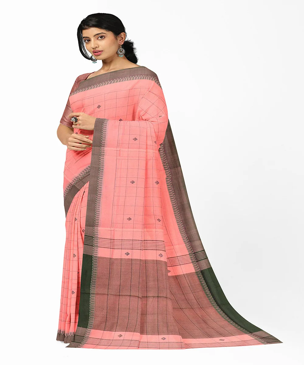 Pink checks butta handwoven rajahmundry cotton saree