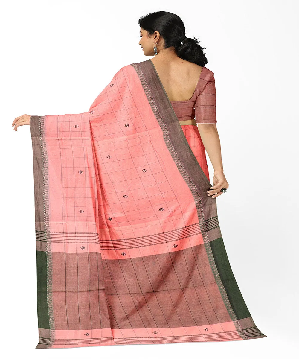 Pink checks butta handwoven rajahmundry cotton saree