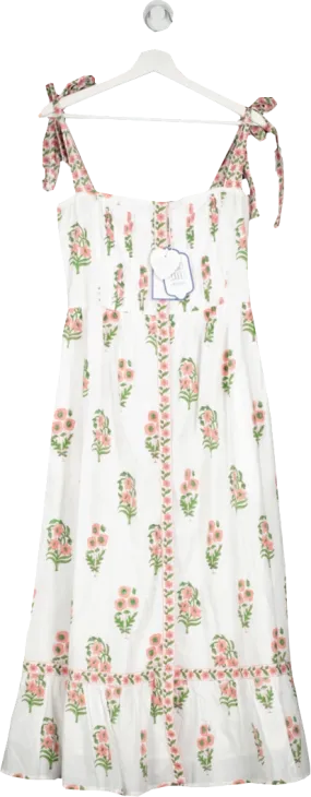 Pink City Prints White 70s Magnolia Elena Dress UK XXS