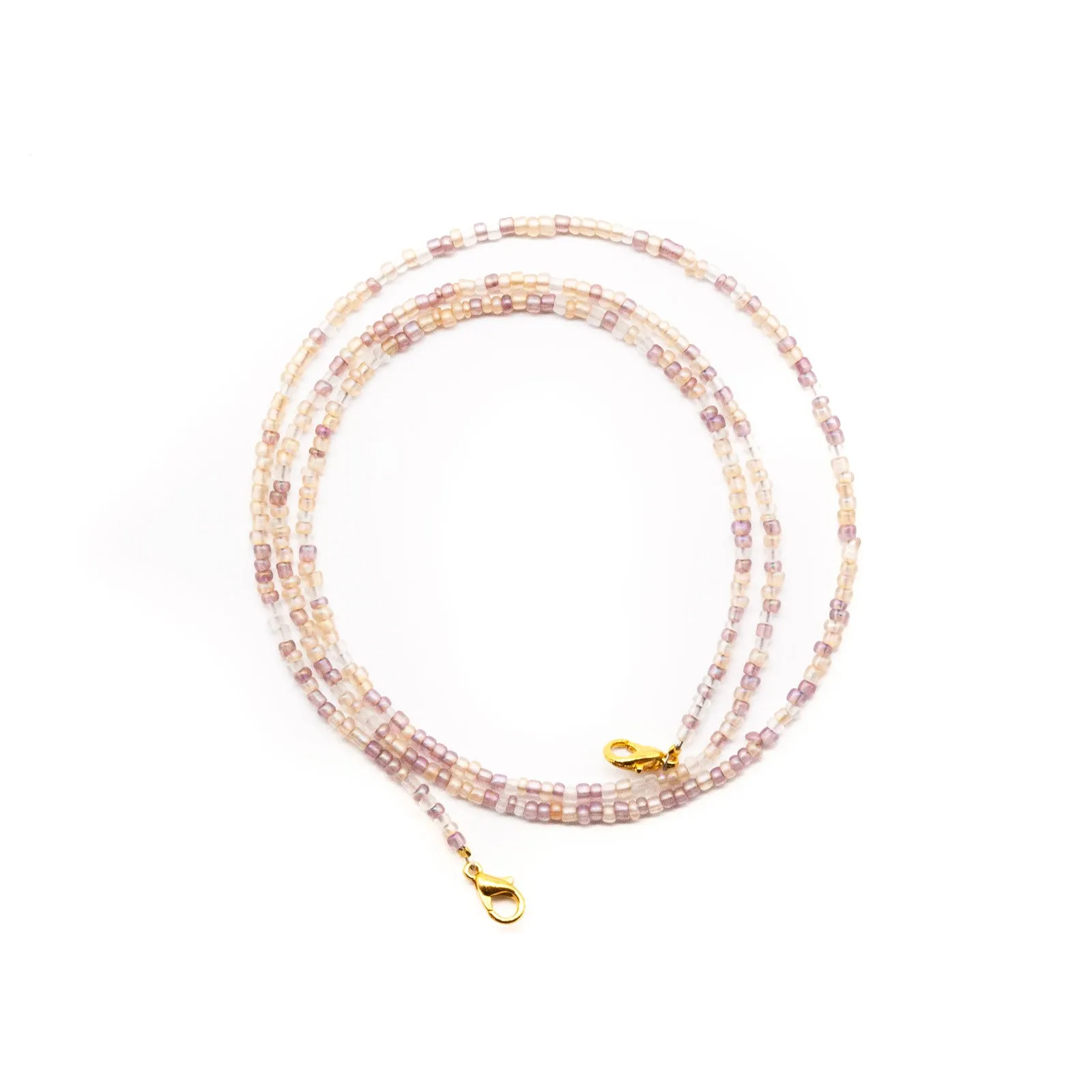 Pink Glass Beaded Lanyard for Face Mask