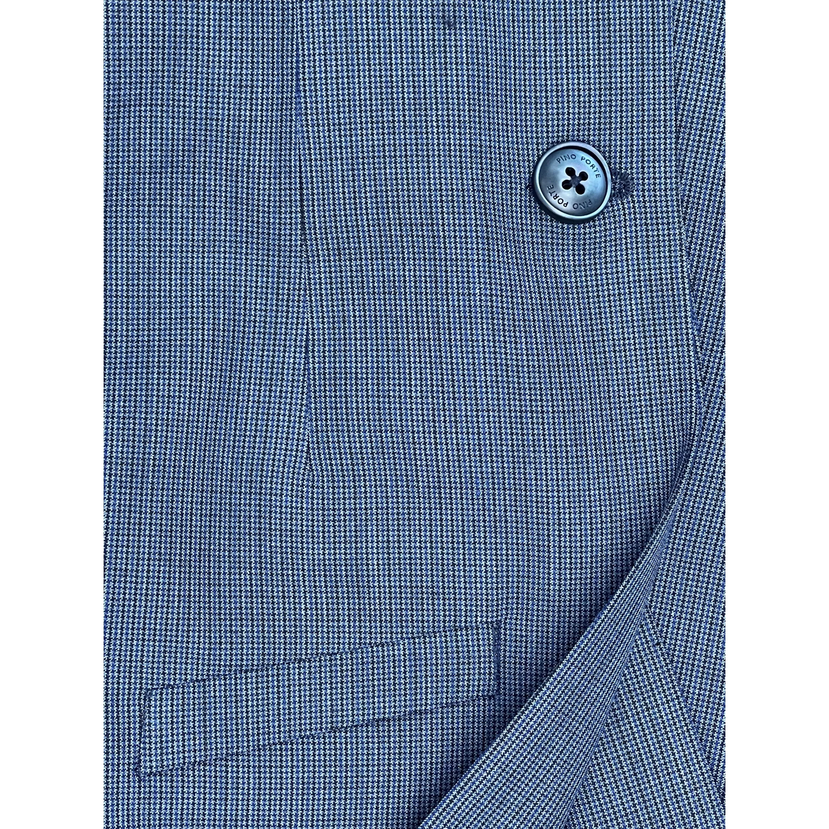 PinoPorte Boys Mini Blue Check Wool Suit_ Tiger Z4